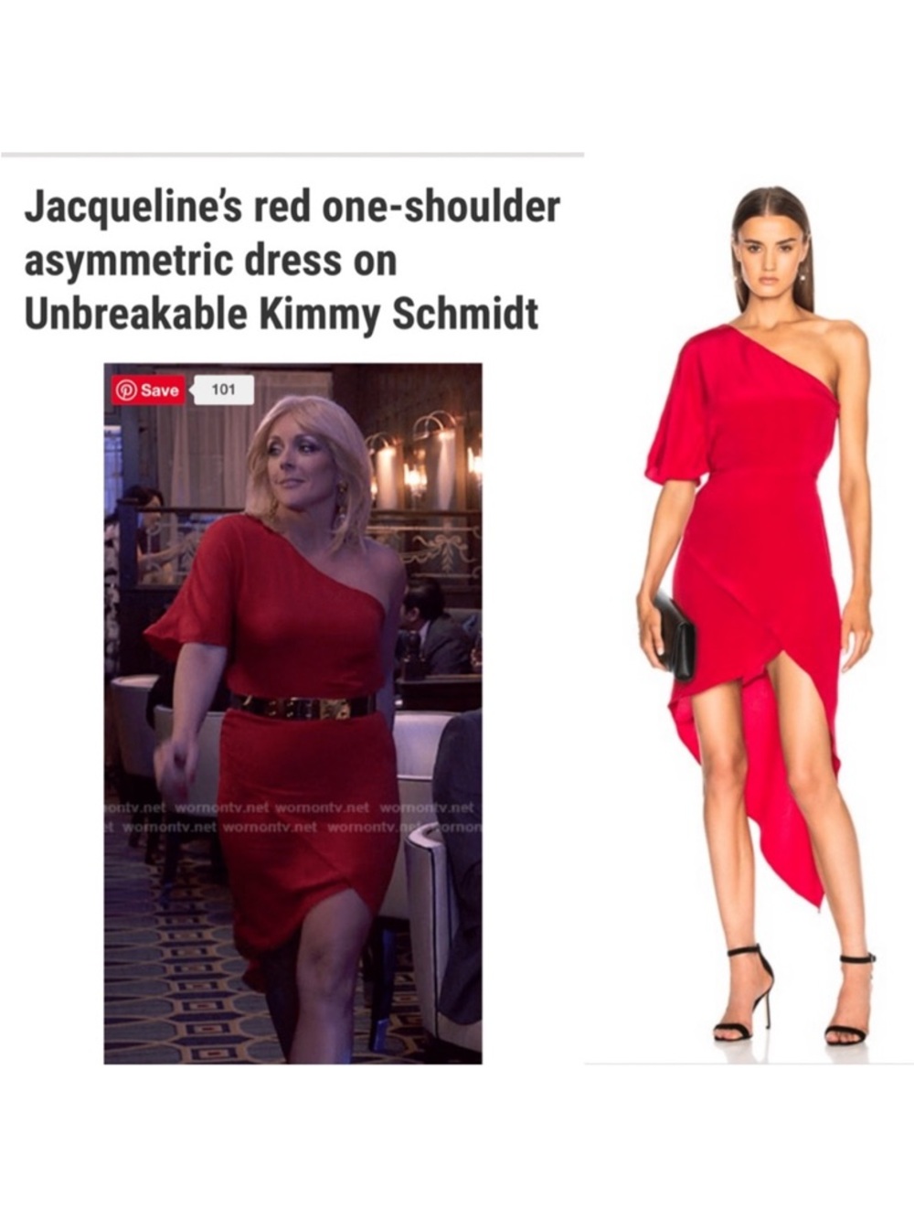 Haney Dress One Shoulder Marta Silk Ruching High Low Asymmetric Cocktail ASO TV